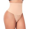 Werena Thong Shapewear for Women Mid High Waisted Shaper Panties Girdle(Beige,Small)