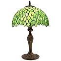 WERFACTORY Tiffany Table Lamp Green Wisteria Style Stained Glass Light