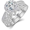 WES 925 Sterling Silver 1CT Stackable Moissanite Bridal Ring Set for Women