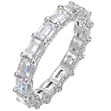 WES Moissanite Eternity Ring Wedding Band - 925 Sterling Silver Total 5.1cttw D Color VVS1 Lab Created Round Moissanite Ring Anniversary Engagement Stackable Rings, Size 4-11