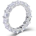 WES Moissanite Eternity Ring Wedding Band - 925 Sterling Silver Total 5.1cttw D Color VVS1 Lab Created Round Moissanite Ring Anniversary Engagement Stackable Rings, Size 4-11
