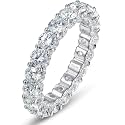 WES Moissanite Eternity Ring Wedding Band - 925 Sterling Silver Total 5.1cttw D Color VVS1 Lab Created Round Moissanite Ring Anniversary Engagement Stackable Rings, Size 4-11