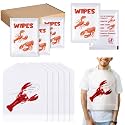 Wesiti 100 Pcs Lobster Crab Bib Wet Wipe Set Seafood Party Supply, Lobster