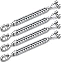 Wesiti 4 Pack 3/4 Inch x 12 Inch Jaw and Eye Galvanized Turnbuckle