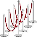 Wesiti 8 Pcs Stanchion Posts Queue, 5 ft Red Velvet Rope Stanchions and Velvet Ropes Stanchions with Red Rope Crowd Control Barriers Hollow Base and Velvet Ropes Set for Party Supplies