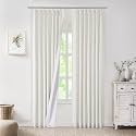 WEST LAKE Bailey Pinch Pleated Linen Full Blackout Curtains 95 Inches Long,Natural Farmhouse Textured Window Panel with Back Tab,Thermal Insulated Window Treatment for Bedroom,Living Room,40"Wx95"Lx2