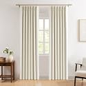 WEST LAKE Beige Chenille Pinch Pleated 90% Blackout Curtains 84 Inches Long