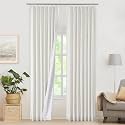WEST LAKE Extra Long 120 Inches Natural Blackout Curtain Panels with Liner
