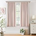 WEST LAKE Short Pink Bailey Pinch Pleated Full Blackout Curtain Panels 63 Inches Long with Liners,Textured Pinch Pleat Drapes for Girls Room,Thermal Insulating Window Treatment for Bedroom,40"Wx63"Lx2