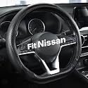 West Llama Customized Auto Car Steering Wheel Cover for Nissan,D Shaped Steering Wheel Cover for Rogue,Altima,Kicks (D-Shaped-Glossy Black)