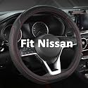 West Llama Customized Auto Car Steering Wheel Cover for Nissan,D Shaped Steering Wheel Cover for Rogue,Altima,Kicks (D-Shaped-Black+Red Line)