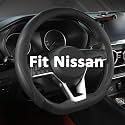 West Llama Flat Bottom Car Steering Wheel Cover for Nissan,D Shaped Steering Wheel Cover for Rogue,Altima,Kicks (Black-Standard Size)