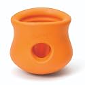WEST PAW Zogoflex Toppl Interactive Treat Dispensing Puzzle Dog Toy for Mental Stimulation &amp; Enrichment-Holds Kibble &amp; Treats-Lickable, Freezable &amp; Dishwasher Safe-Made in USA-Small-Tangerine