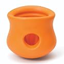 WEST PAW Zogoflex Toppl Interactive Treat Dispensing Puzzle Dog Toy for Mental Stimulation &amp; Enrichment-Holds Kibble &amp; Treats-Lickable, Freezable &amp; Dishwasher Safe-Made in USA-Large-Tangerine