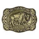 West style Bison Vintage Rectangle Buffalo Belt Buckle Scaloped Buckle