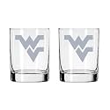 West Virginia Mountaineers 2-Sided Satin Finish Rock Glass Set of 2 14oz