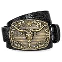 Western Cowboy Belts for Men Women Mens Western Cowboy Belt Bull Buckle
