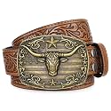 Western Cowboy Belts for Men Women Mens Western Cowboy Belt Bull Buckle