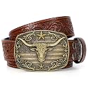 Western Cowboy Belts for Men Women Mens Western Cowboy Belt Bull Buckle