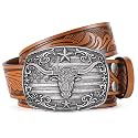 Western Cowboy Belts for Men Women Mens Western Cowboy Belt Bull Buckle