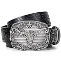 Western Cowboy Belts for Men Women Mens Western Cowboy Belt Bull Buckle