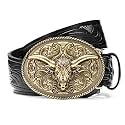 Western Cowboy Belts for Men Women Mens Western Cowboy Belt Bull Buckle