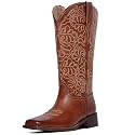 Western Cowboy Boots for Women Knee High Cowgirl Boots with Classic Embroidered, Pointed Toe Chunky Heel Fashion Retro Classic Pull On Tall Boot Women Fall Winter