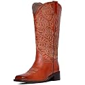 Western Cowboy Boots for Women Knee High Cowgirl Boots with Classic Embroidered, Pointed Toe Chunky Heel Fashion Retro Classic Pull On Tall Boot Women Fall Winter