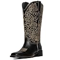 Western Cowboy Boots for Women Knee High Cowgirl Boots with Classic Embroidered, Pointed Toe Chunky Heel Fashion Retro Classic Pull On Tall Boot Women Fall Winter