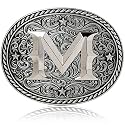 Western Belt Buckle for Men &amp; Women – Vintage Initial Country Buckles for Cowboy &amp; Cowgirl – 3.75” x 3”