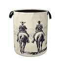 Western Cowboy Desert Riding Laundry Basket Collapsible Laundry Hamper Clothes Storage Bin for Bathroom Bedroom Room Decor 16" X 20.8"