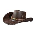 Western Cowboy Hat for Men Women Jazz Top Hat for Travel Outdoor Performance Coffee