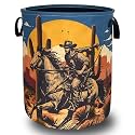 Western Cowboy Laundry Basket Oxford Cloth Foldable Hamper 18.9x16.5 Inch