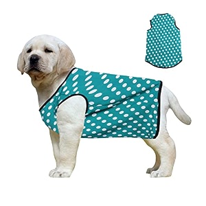 western era funky soft cotton dog t-shirt  comfortable amp breathable dog clothing  sleeveless vest puppy outfit xxsmall - 10inches polka sky blue