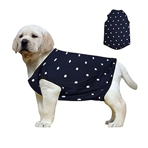 western era funky soft cotton dog t-shirt  comfortable amp breathable dog clothing  sleeveless vest puppy outfit xxxlarge - 30inches polka blue