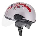 Western Era Half Helmet with Clear Visor for Men &amp; Women ||Safety &amp; Comfort|| Stylish Enhanced Design || (Silver Glossy) (Red Decal) (Large)