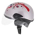 Western Era Half Helmet with Clear Visor for Men &amp; Women ||Safety &amp; Comfort|| Stylish Enhanced Design || (Silver Glossy) (Red Decal) (Medium)