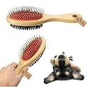 Western Era Metal, Nylon Professional Double Sided Pin and Bristle Pet Brush for Dogs and Cats, Cleans Shedding and Dirt for Short Medium or Long Hair (Medium Size)