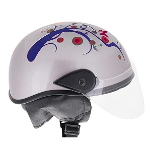 western era stylish half face helmet for kids  baby safety and comfort  3-12 years design 2 silver glossy - blue