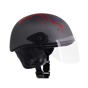 western era stylish half face helmet for kids  baby safety and comfort  3-12 years design 2 grey matte - red