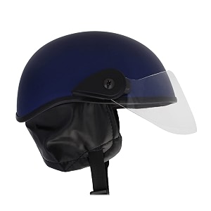 western era stylish half face helmet for kids  baby safety and comfort  3-12 years design 1 blue matte