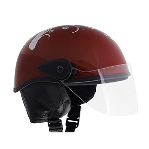 western era stylish half face helmet for kids  baby safety and comfort  3-12 years design 2 maroon glossy - silver