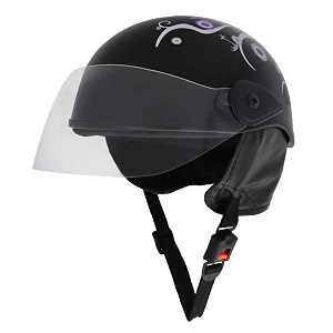 western era stylish half face helmet for kids  baby safety and comfort  3-12 years design 2 black glossy - blue
