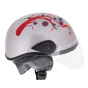 western era stylish half face helmet for kids  baby safety and comfort  3-12 years design 2 silver glossy - red