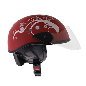 western era stylish half face helmet for kids  baby safety and comfort  3-12 years design 2 maroon matte - silver