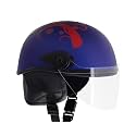 Western Era Stylish Half Face Helmet for Kids || Baby Safety and Comfort || (3-12 Years) (Design 2, Blue Matte - Red)