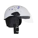 Western Era Stylish Half Face Helmet for Kids || Baby Safety and Comfort || (3-12 Years) (Design 2, White Glossy - Blue) (Non-Motorized)