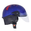 Western Era Stylish Half Face Helmet for Kids || Baby Safety and Comfort || (3-12 Years) (Design 2, Blue Glossy - Red)