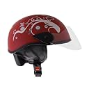 Western Era Stylish Half Face Helmet for Kids || Baby Safety and Comfort || (3-12 Years) (Design 2, Maroon Matte - Silver)