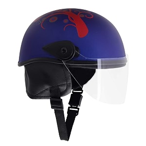 western era unisex half helmet for men amp women  clear visor  comfort amp safety  enhanced design  large blue matte - red